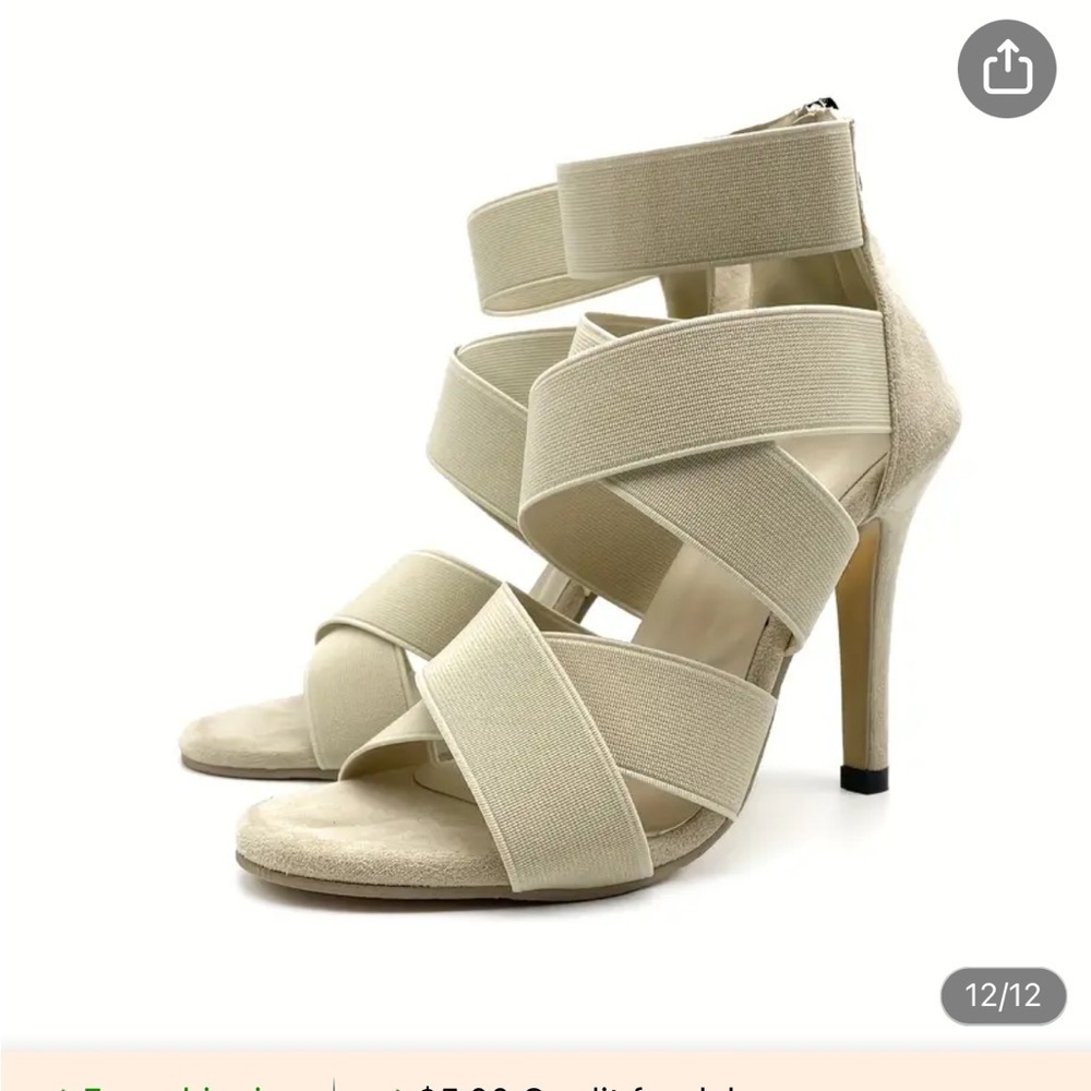 NWOT SHEIN Cream Strappy Heels - Picture 2 of 7